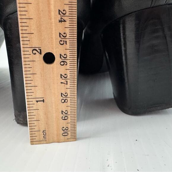 Stuart Weitzman leather knee high pull on heeled boots black size 9.5 - Picture 11 of 17